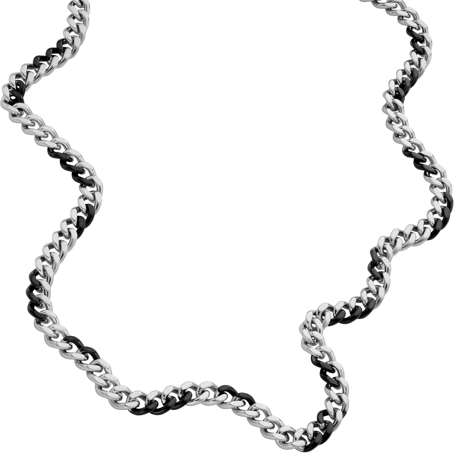 Diesel ディーゼル ステンレススチール チェーンネックレス メンズ ガンメタル DX1358060 60cm 7mm幅 ロブスタークラスプ【シルバー ブラックチェーン。】