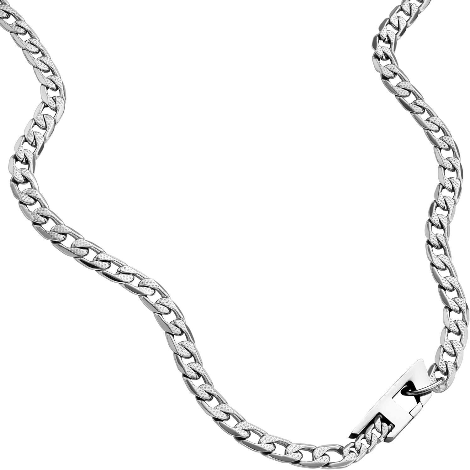 Diesel (ディーゼル) ステンレススチールチェーンネックレス メンズ【シルバーD-Linkロゴ。】