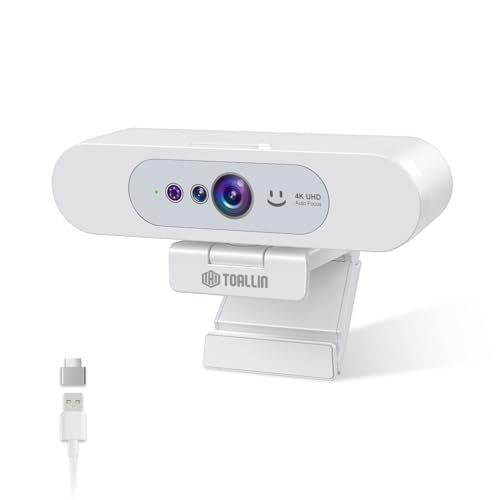 TOALLIN 4K Ultra HD ウェブカメラ、Windows Hello対応、顔認証webカメラ、オートフォーカス、内蔵マイク、ノートパソコン用USBウェブカム、ビデオ会議、ライブストリーミング、ビデオ通話に最適送料無料 d215f96c