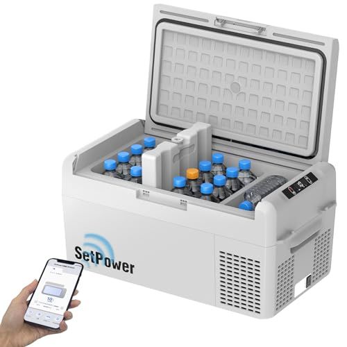【新品】Setpower ポータブル冷蔵庫 小型 20L 車載冷蔵庫【停電時50時間持続保冷 内蔵保冷剤】 28W省エネ 15分急速冷凍 -20℃?20℃ アプリ遠隔操作 車載家庭両用 携帯冷蔵庫 冷凍庫 小型 35db低騒音 持ち運び 冷凍 27f4c828