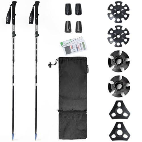 Hiking Life トレッキングポール 登山 ストック 3Kカーボン 折り畳み式 2本セット【195g/202g超軽量 収納サイズ34cm】登山用ストック ウォーキングポール 収納ポーチ付き 付属品5種類 日本語説明書 登山 ウォーキング e152f415