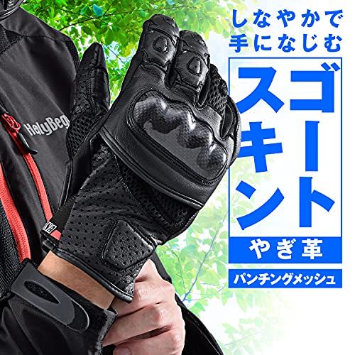 デイトナ(Daytona) バイク グローブ 夏 メッシュ 革(ヤギ革) カーボンプロテクター スマホ対応 スポーツメッシュグローブ HBG-053 ブラック Lサイズ 15926as 77b61d20