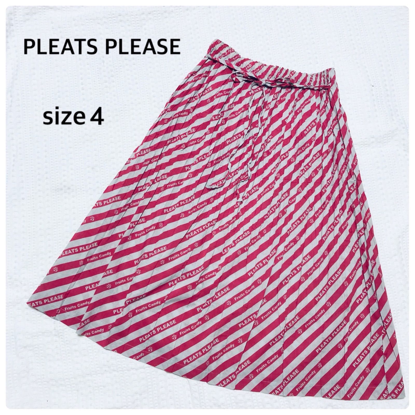 □傷汚れなし□PLEATS PLEASE プリーツプリーズ ロゴ総柄×ストライプ