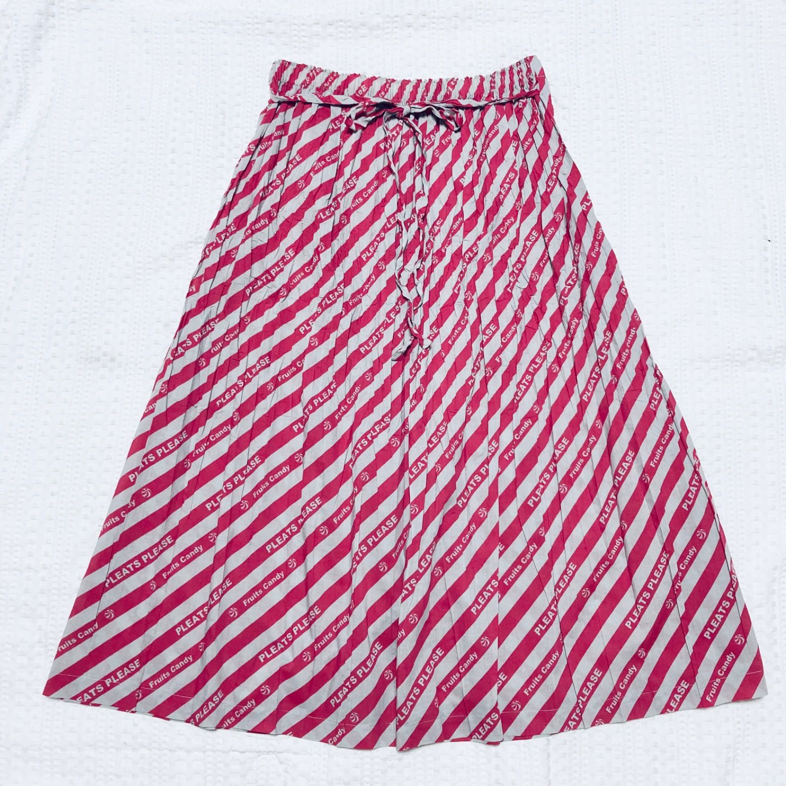 □傷汚れなし□PLEATS PLEASE プリーツプリーズ ロゴ総柄×ストライプ
