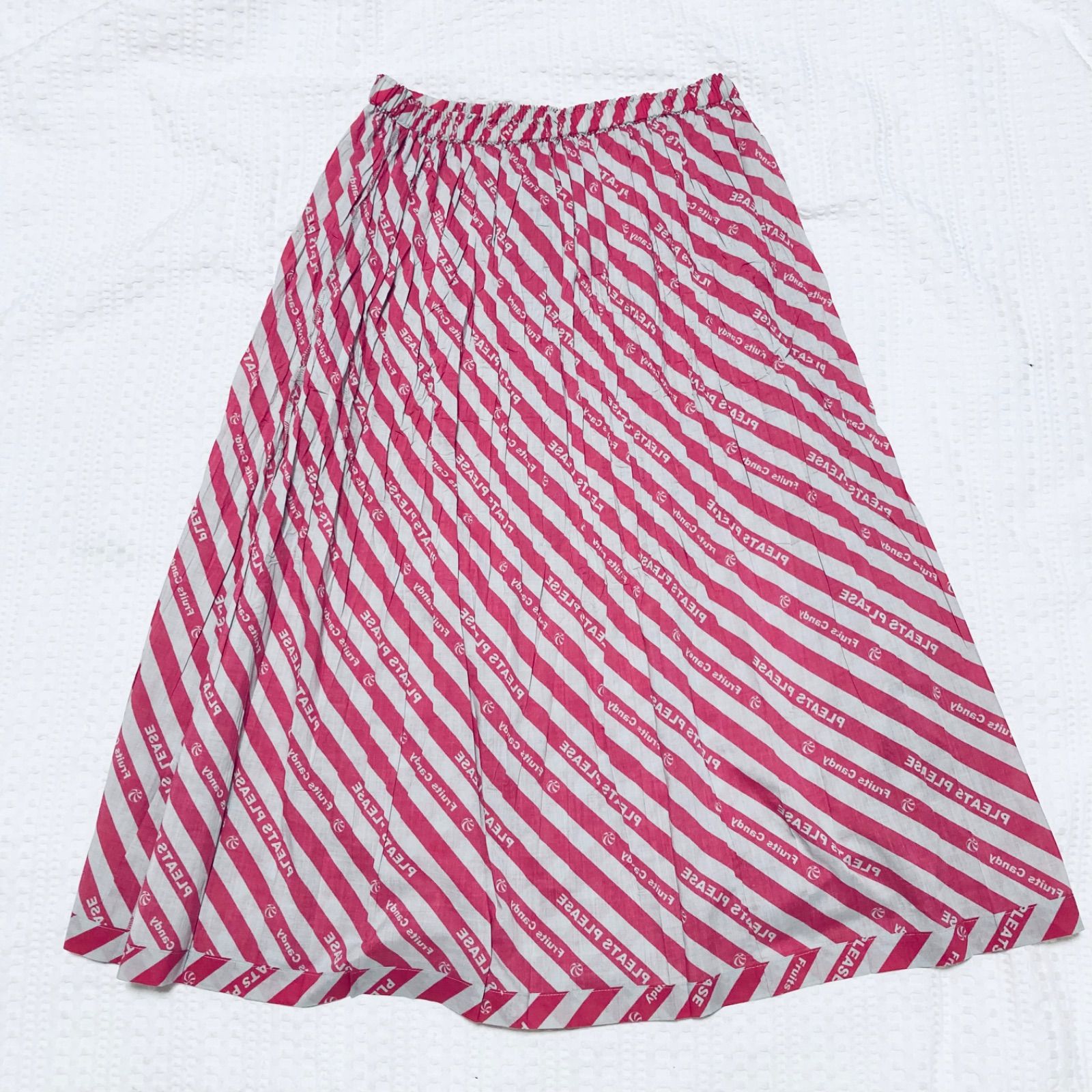 □傷汚れなし□PLEATS PLEASE プリーツプリーズ ロゴ総柄×ストライプ