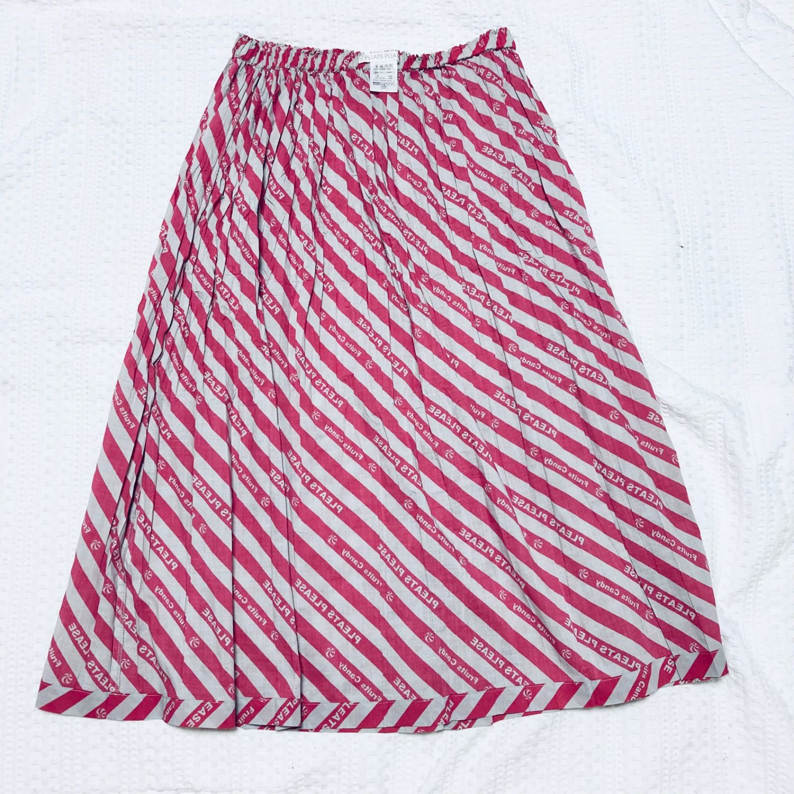 □傷汚れなし□PLEATS PLEASE プリーツプリーズ ロゴ総柄×ストライプ