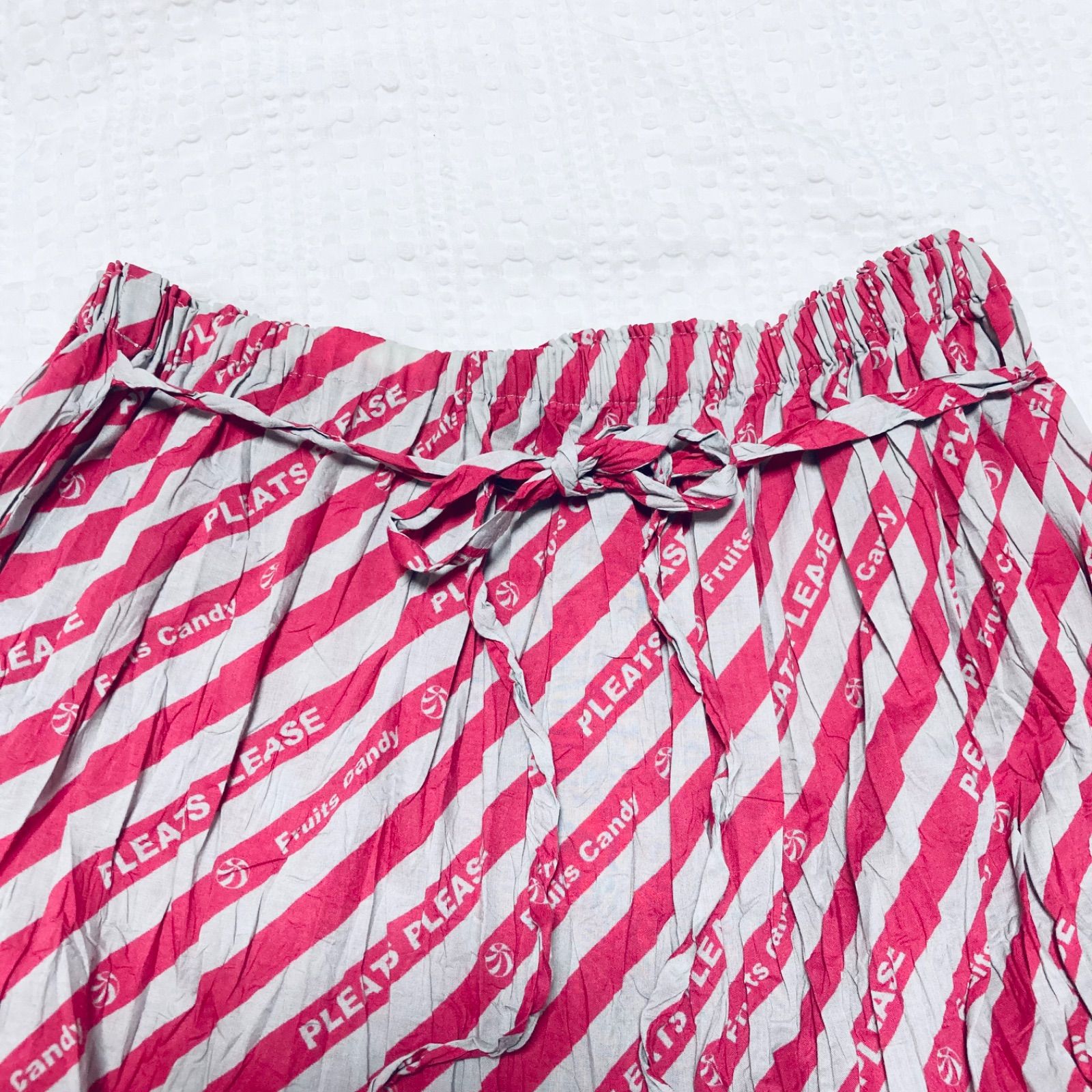 □傷汚れなし□PLEATS PLEASE プリーツプリーズ ロゴ総柄×ストライプ