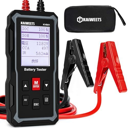 【新品】KAIWEETS バッテリーテスター 12v/24vバッテリーチェッカー CCA値 抵抗値 負荷 電圧 バッテリー診断機 自動車用 日本語取扱書付き 6026ae87