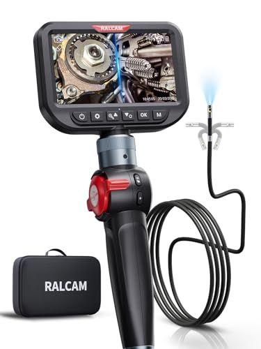 【新品】Ralcam ファイバースコープ デュアルカメラ 先端可動式 二方向同時撮影 5インチIPS液晶 暗所対応LED 工業用内視鏡カメラ IP67防水防塵 車検修理用 プロ仕様 日本語対応 c6efddb5