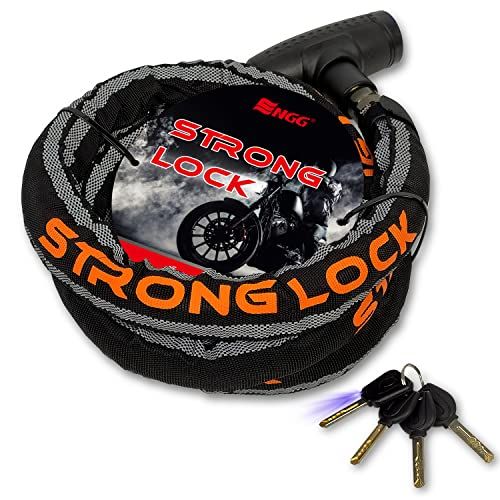 ENGG バイクロック スチールリンクロック 直径24mmx1500mm 【ストロングロックVer2.0】 ワイヤーロック 二重防塵 ウェーブキー４本付き LEDライト付 頑丈 盗難防止 オートバイ 原付 チェーンロックas 35e6e188