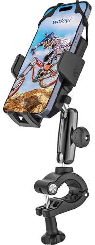 自転車 スマホホルダー ロードバイク 携帯ホルダー 落下防止 振動吸収 強力な保護 ハンドルバー ポール 取付 ベビーカー バイク オートバイ エアロバイク スマホスタンド 360度回転 安定性 金属アーム 日本語説明書付き 4.7-7インチ 9fcef363