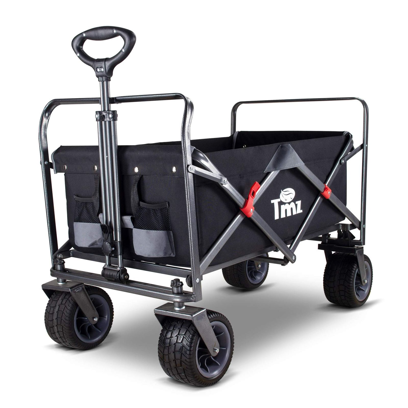 特価 耐荷重120kg 大容量 (ブラック/グレー) 大型タイヤ アウトドア ワンタッチ収束 後輪は折りたたみ可能です 折りたたみ式キャリーカート キャリーワゴン