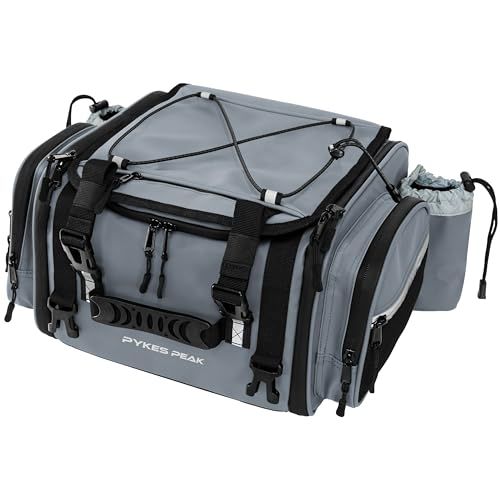PYKES PEAK バイク用 シートバッグ 18L 29L 大容量 レインカバー 固定ベルト ショルダーベルト 付き バイク ツーリング アウトドア キャンプ ツーリングバッグ リアバッグ ツーリングマスター 【グレー 小型 Sサイズ】as 834899a3