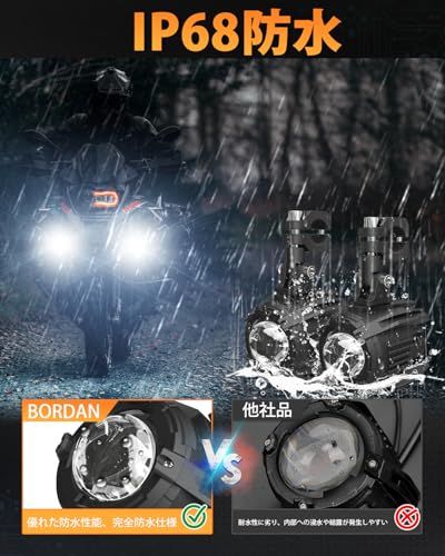 【新品】BORDAN バイク LED フォグランプ 車検対応 補助ライト 汎用 バイク フォグランプ 後付け ホワイト 6500K/イエロー 3200K DC12-30V IP68防水 コントローラー 8d7a90d0
