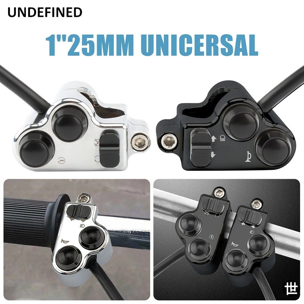 1インチ25MMハンドルバーオートバイウィンカーライトコントロールスイッチホーンスタートキルスイッチボタンハーレーハーネスなし