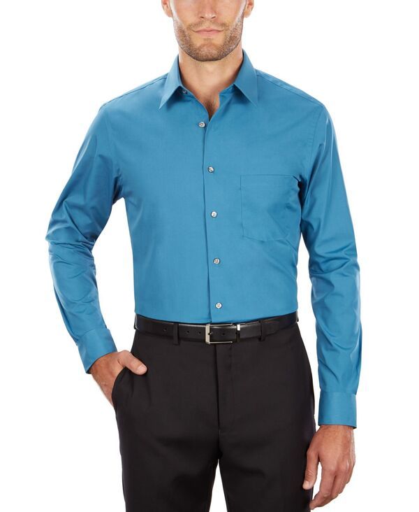 ヴァンハウセン メンズ トップス シャツ Van Heusen Mens Poplin Dress Shirt Classic Athletic Fit Deep Sea