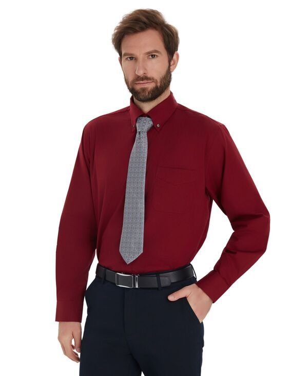 クラブルーム メンズ トップス シャツ Club Roomens Pinpoint Button Front Solidresshirt Red レッド