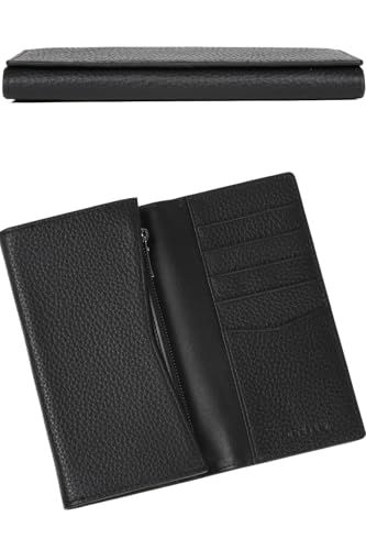 【新品】[LS LASIEM] 【最小薄型長財布】長財布 メンズ 小さい長財布 メンズ財布 本革 レザー 薄い 小さい 短い 短め 薄型 コンパクト スキミング防止 カードケース 小銭入れ 時短 革 折りたたみ ブラック 黒色 515c7ada
