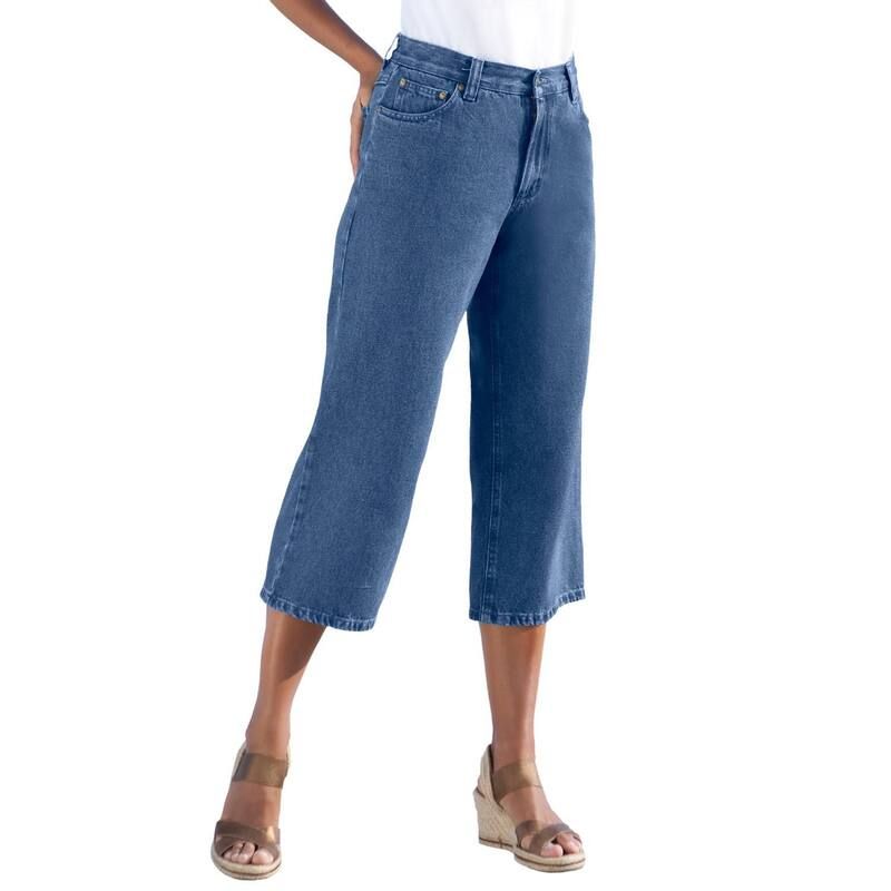 ウーマン ウィズイン レディース ボトムス カジュアルパンツ プラスサイズ デニム キャップ Woman Within Plusize Perfect 5Pocket BackElastic Deni