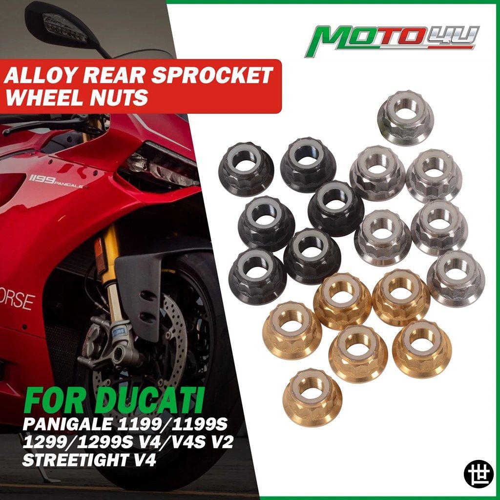 DUCATI PANIGALE 1199/1199S 1299/1299S V4/V4S V2 STREETIGHT V4 用チタンリアスプロケットホイールナット 6個セット