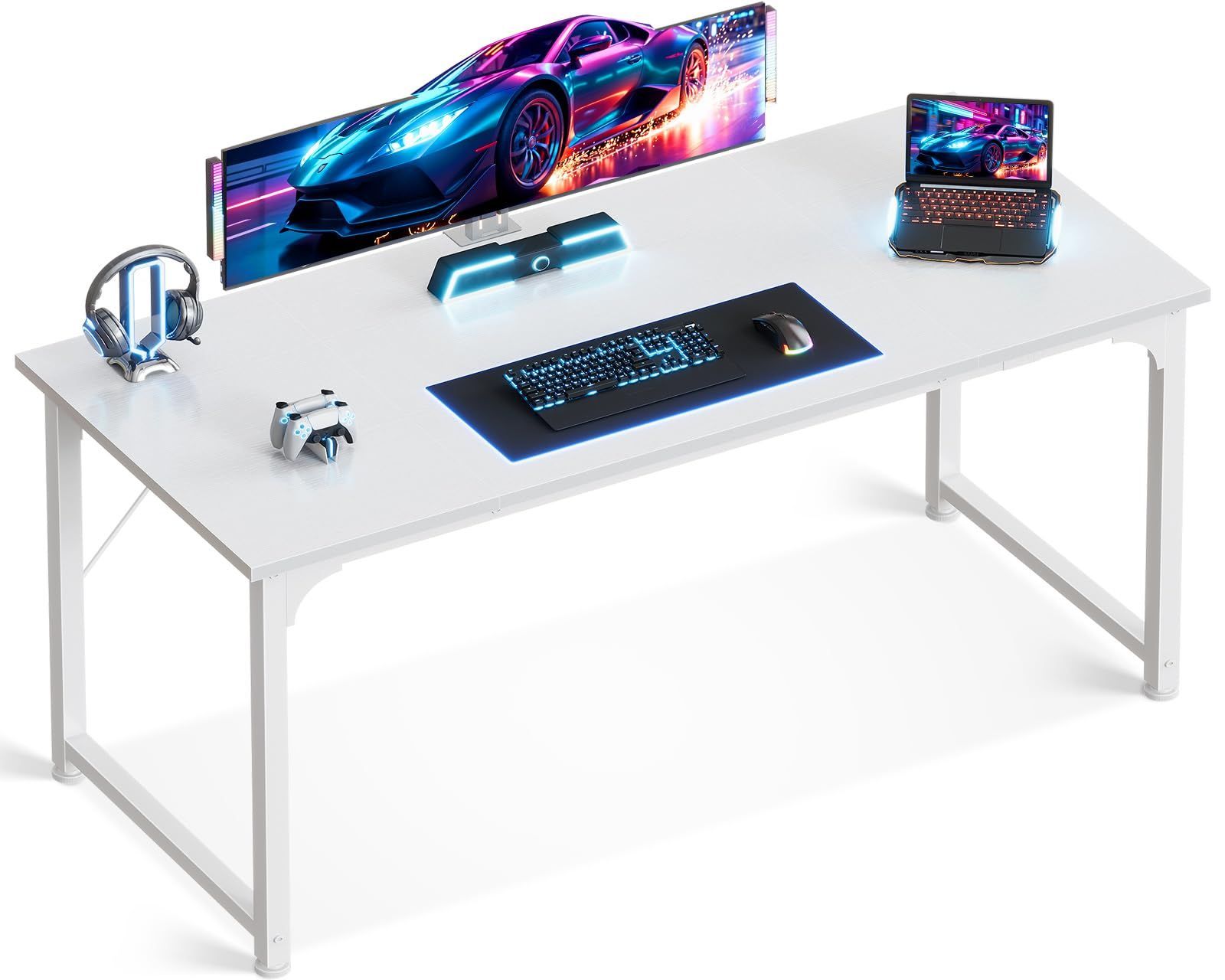 『在庫処分』 ODK デスク 机 パソコンデスク pcデスク 幅160cm ゲーミングデスク 学習机 オフィスデスク 作業机 在宅ワーク 組立簡単 ホワイト