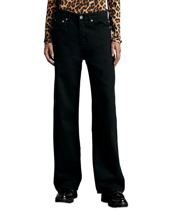 ラグアンドボーン レディース ボトムス デニムパンツ ワイドレッグ ジーンズ rag bone Logan Featherweight High Rise Wide Leg Jeans Black ブ