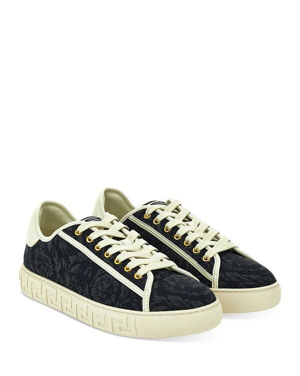 ヴェルサーチ メンズ シューズ スニーカー レース Versace Mens Lace Up Low Top Sneakers BlackOff White オフホワイト