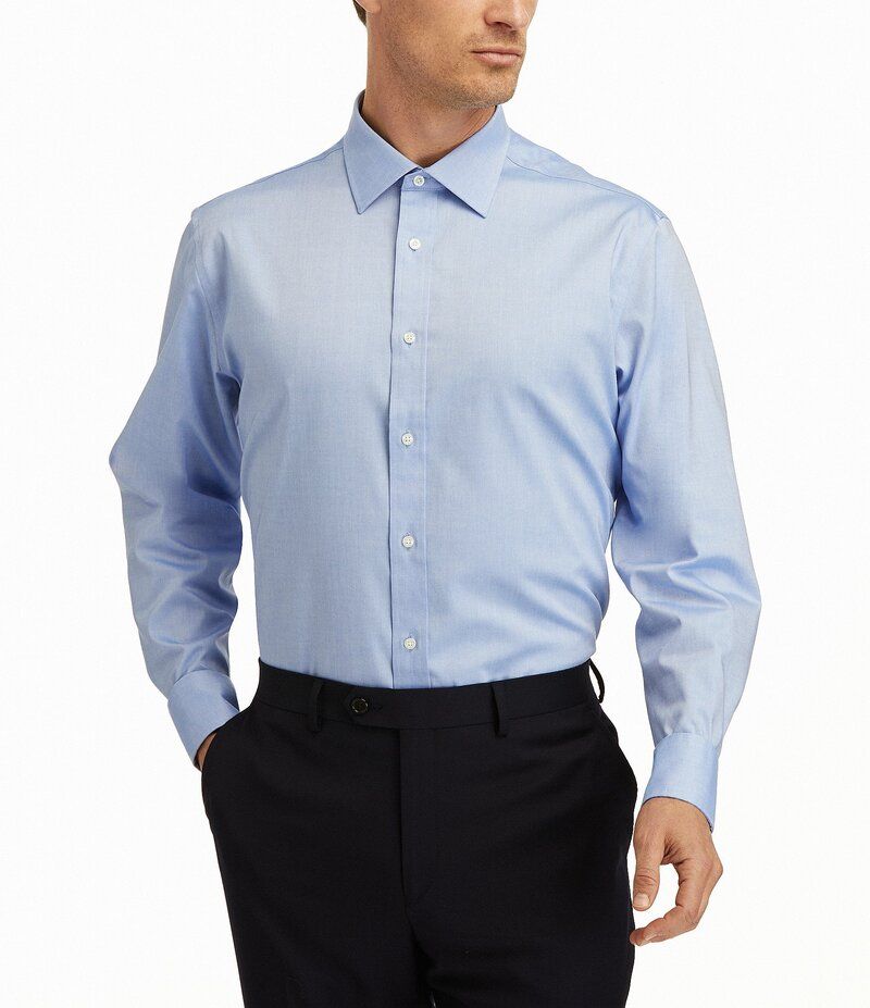 ヒッキーフリーマン メンズ トップス シャツ Hickey Freeman Modern Fit Spread Collar Solid Dress Shirt Blue ブルー
