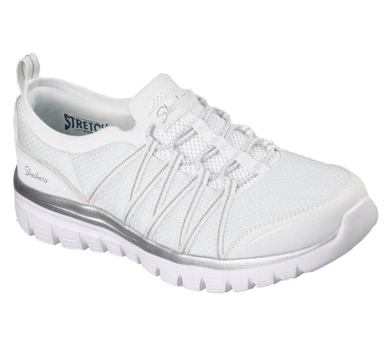 スケッチャーズ レディース シューズ スニーカー Skechers Graceful WomenslipOn Comfort Sneakers White Silver ホワイト