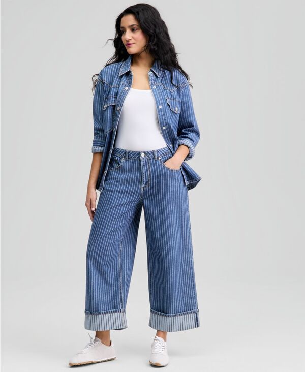 アンドノウディス レディース ボトムス デニムパンツ ジーンズ And Now This Womens Cuffed WideLeg Jeans Macys Exclusive Railroad St