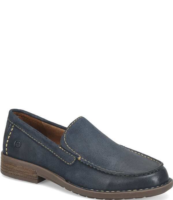 ボーン メンズ シューズ スリッポン・ローファー レザー Born Mens Roger Distressed Leather SlipOns Navy ネイビー