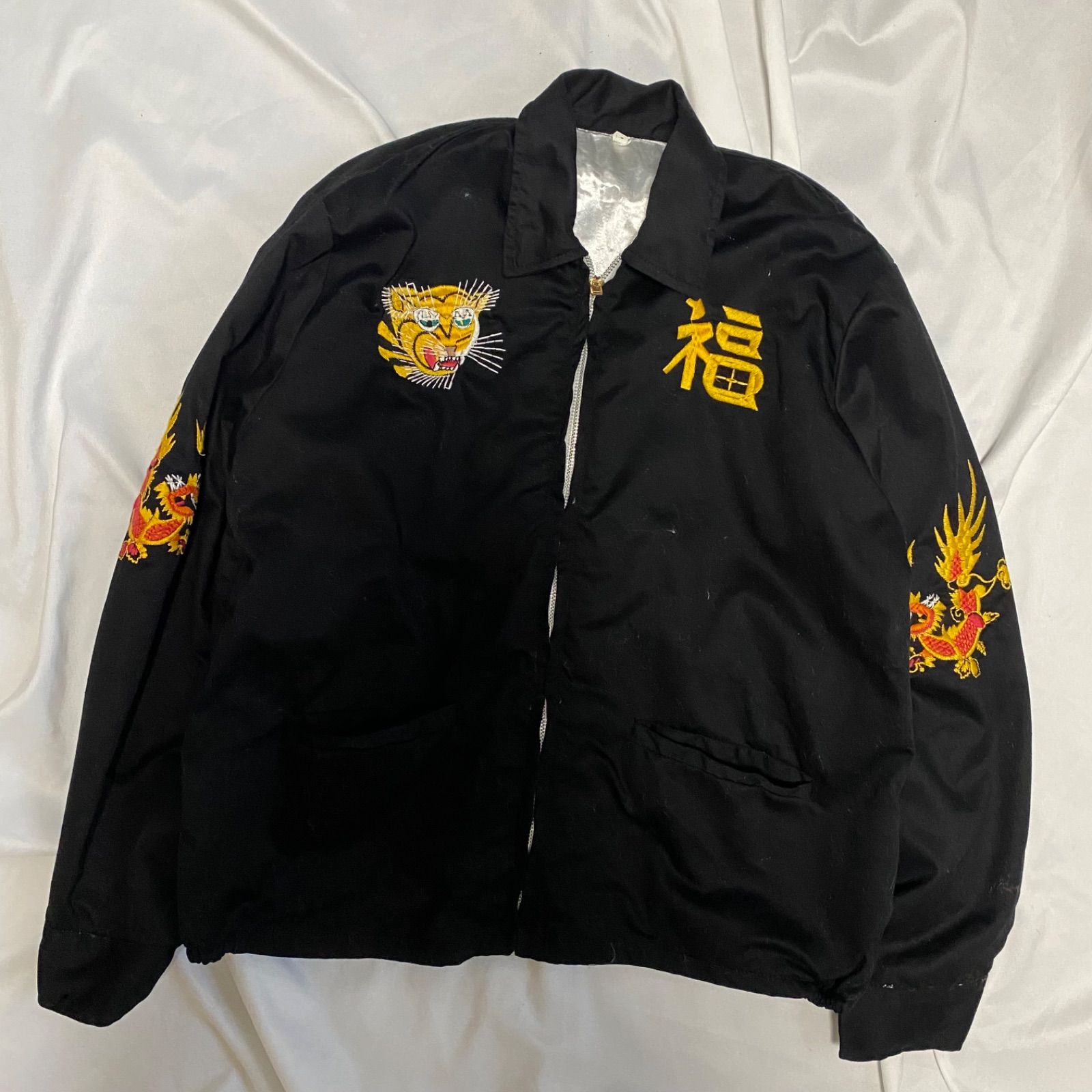 ベトジャン スカジャン ジャケットミリタリー 黒 ジップアップ Mサイズ ベトジャン スカジャン ジャケット ミリタリー 黒 ジップアップ M相当