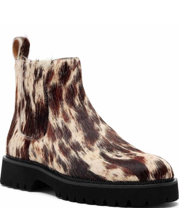マークノーラン メンズ シューズ ブーツ・レインブーツ チェルシーブーツ プリント チェルシー Marc Nolan Mens Dax Cow Print Pony Hair Chelsea Boot
