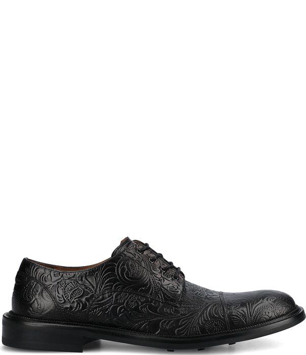 タフト メンズ シューズ フラワー柄 オックスフォード キャップ レザー フラワー Taft Mens Romembossed Floraleather Cap Toe Oxfords Noir Vi