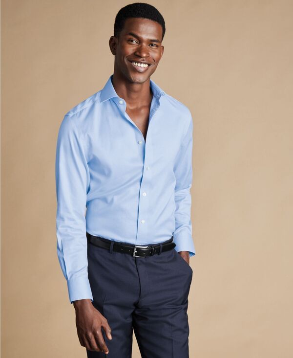 チャールズティリット メンズ トップス シャツ Charles Tyrwhitt MenslimFit NonIron Puppytooth Dresshirt Sky Blue ブルー