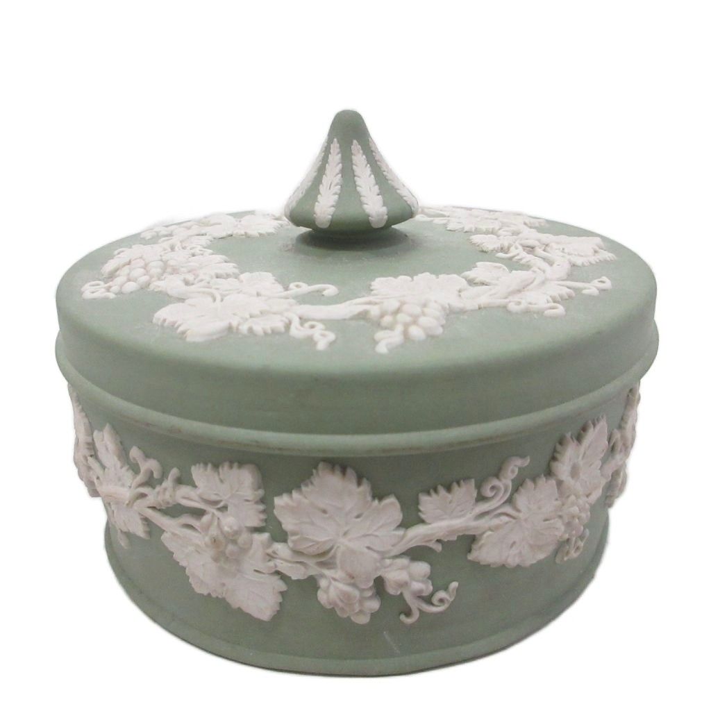 ウェッジウッド WEDGWOOD ジャスパーウェア セージグリーン 小物入れ ラウンドトリンケットボックス キャンディボックス 洋食器