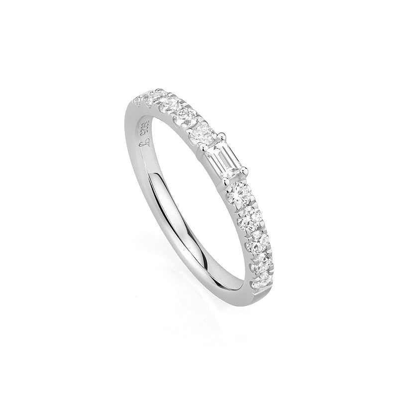 JEWELRY TAKEDA リング ラボグロウンダイヤモンド 0.55ct エメラルドカット 11石 ハーフエタニティ シルバー925 レディース 指輪 (13)