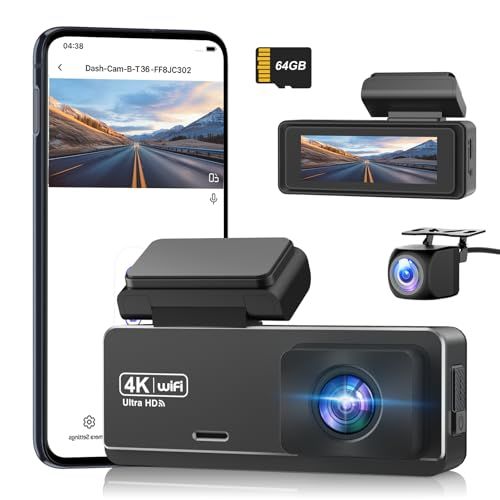 R★CHORTAU ドライブレコーダー ドラレコ 前後カメラ 4K UHD 800万画素+1080PフルHD HDR/WDR補正 5GWIFI 超強暗視 170度広角視野 64GBカード付き F1.8大口径レンズ LED信号機対策 エコ省電力 ce88d817