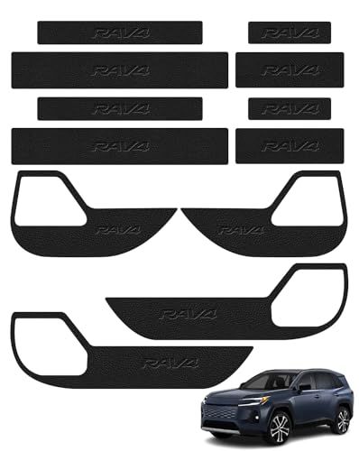 【レザー素材】RAV4 60系 サイドステップガード スカッフプレート 新型rav4 60系対応 傷防止 防水 防汚 防衝撃 取付簡単 高級内装パーツ 原車データ 繰り返し剥離可能 高級防護 強力粘着 ドアエッジプロテクター 12件セット S f5690891