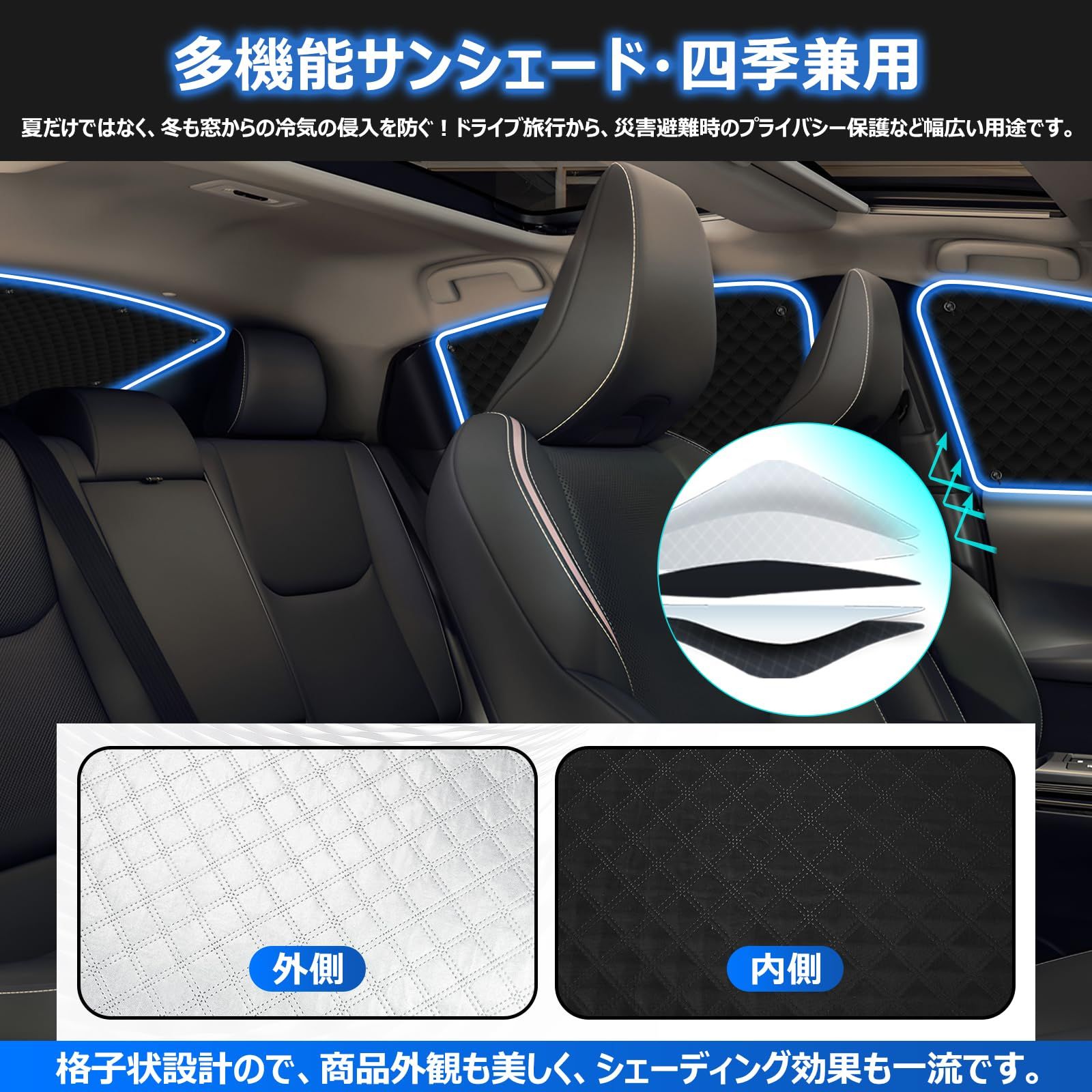 新品 BLUESEATEC トヨタ プリウス 60系 遮光 カーテン 断熱 露天駐車 