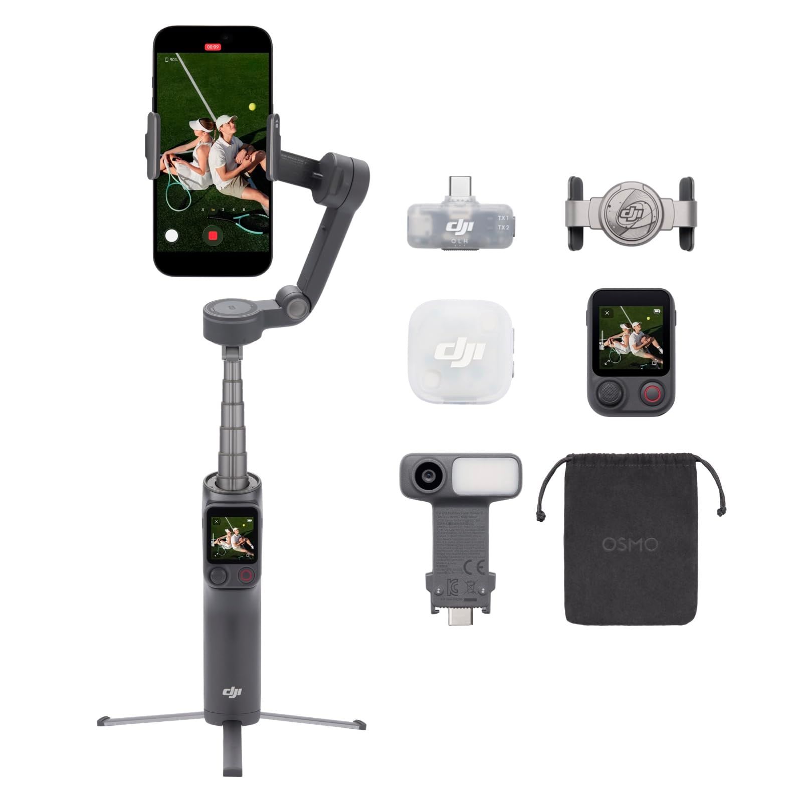 DJI Osmo Mobile 8P + Mic Mini 2トランスミッター スマホ用ジンバル iPhone&Android対応 ワイヤレスマイク 高精細音声 DJI OsmoAudio アクティブノイズキャンセリング 3軸手ブレ補正 スマートフォン用ジンバ