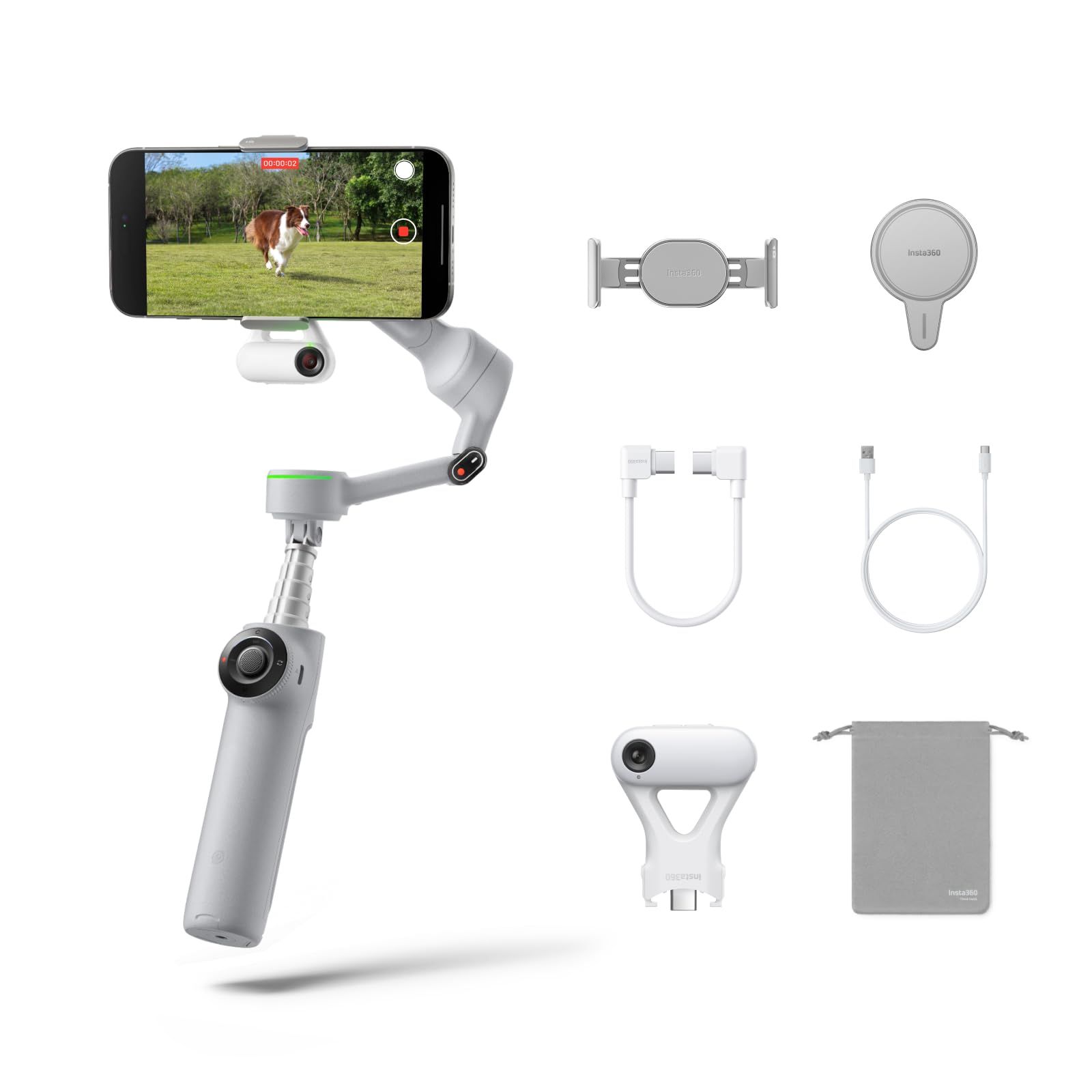Insta360 Flow 2 Pro ジンバル スタビライザー（iPhone／Android対応）、AIトラッキング対応スマホジンバル。フィルライト、内蔵自撮り棒＆三脚を搭載。Vlog、旅行、家族、スポーツ撮影に最適 - アルティメット AIトラッカー キッ