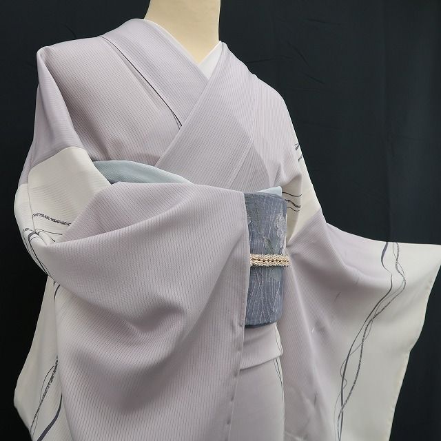美品・夏訪問着】縦絽 メダカ 夏着物 正絹 仕付け糸付 tomihisa“季節の