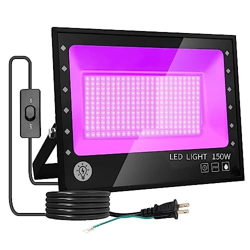 ARREBOL （アレボル）led投光器 ブラックライト 150W紫外線ライト 投光器 紫外線投光器 PSE認証 IP66防水機能 UVライト395-405nm1.8Mコード 屋外用 舞台照明 画廊 装飾ライト パーティー用品 3Dモデル乾燥用 DJ 国内発送