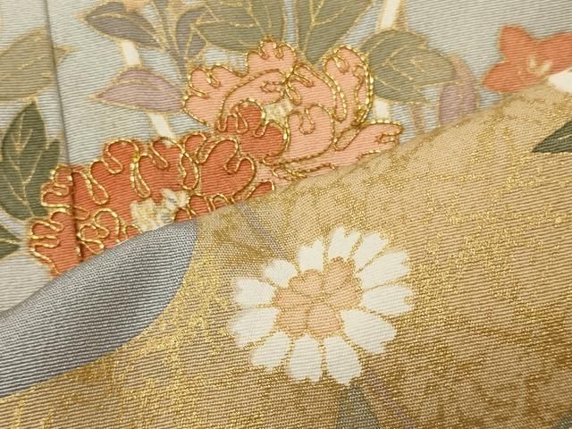 平和屋着物□訪問着 駒刺繍 流水花籠文 金彩 正絹 逸品 CABI1617oy -