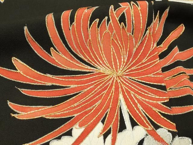 平和屋着物□豪華黒留袖 駒刺繍 乱菊 銀彩 正絹 逸品 未使用