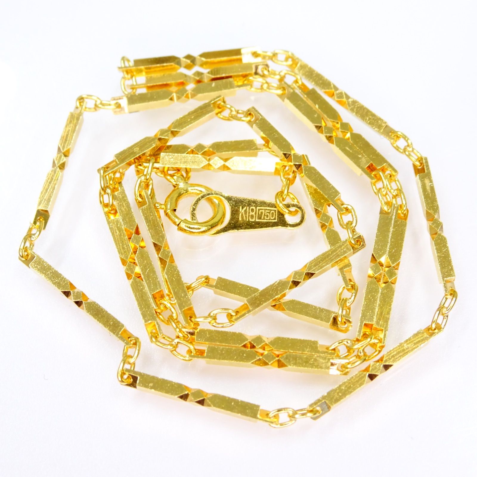 18金 K18 ゴールド 750 GOLD キリコ 切子 チェーン ネックレス ヴィンテージ ジュエリー 貴金属 造幣局 普段使い 使いやすい 【商品管理番号】MO62306210