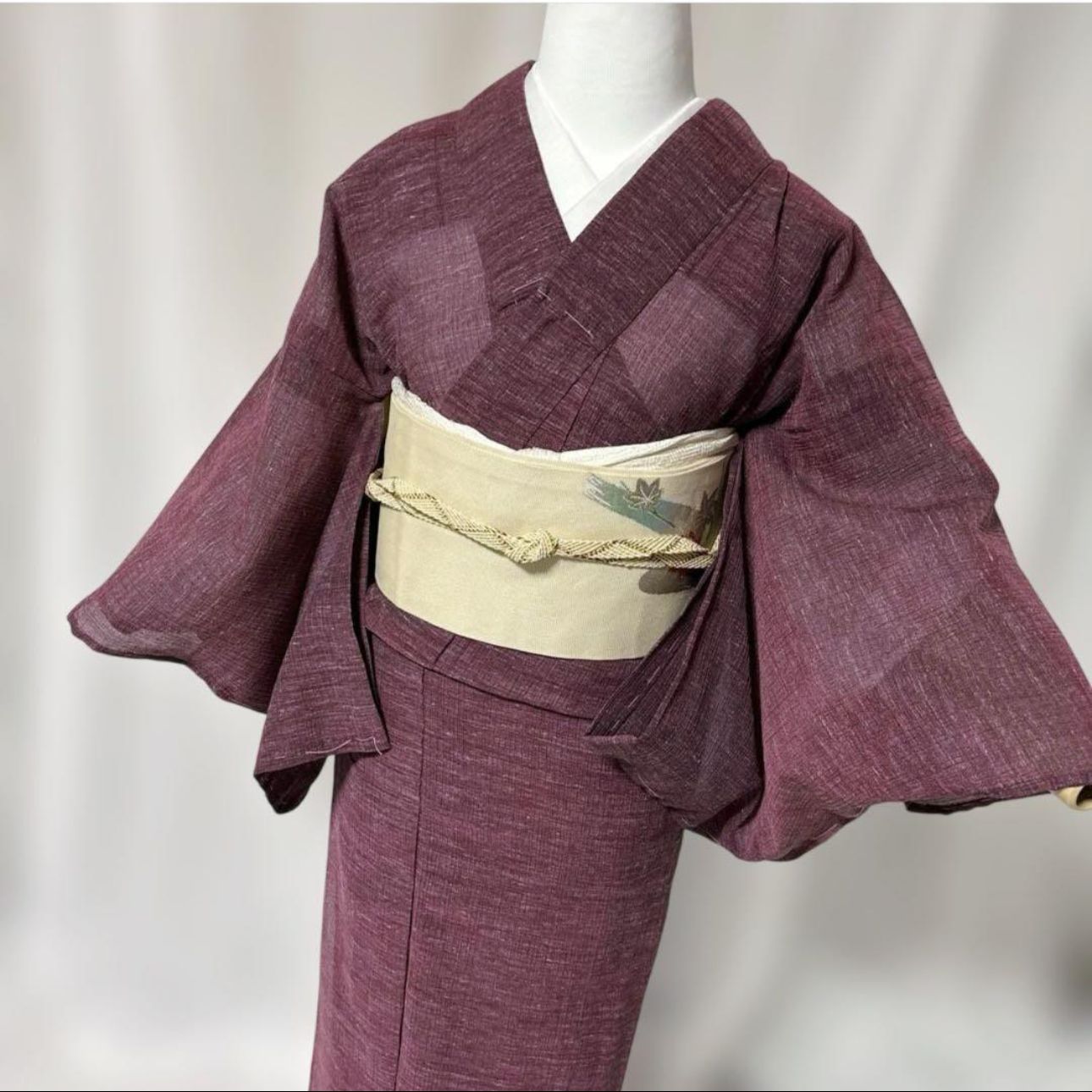 未着用 小千谷縮 小紋 フルセット 夏帯 夏帯締め 四季対応帯揚げ 
