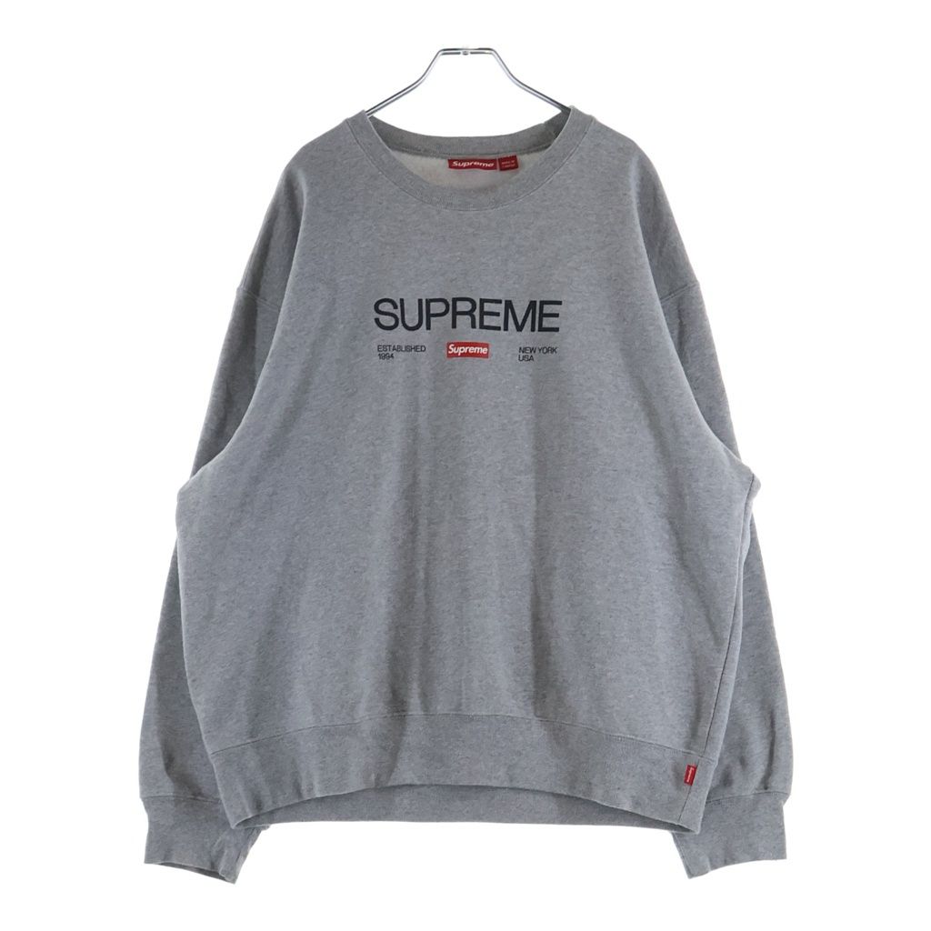 SUPREME (シュプリーム) 24SS Established Crewneck エスタブリッシュド クルーネック スウェットトレーナー グレー