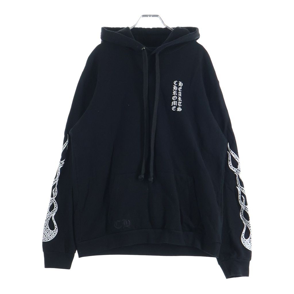 CHROME HEARTS (クロムハーツ) Arm Flame Pullover Hoodie アームフレイム CHプラス スウェット プルオーバーパーカー ブラック